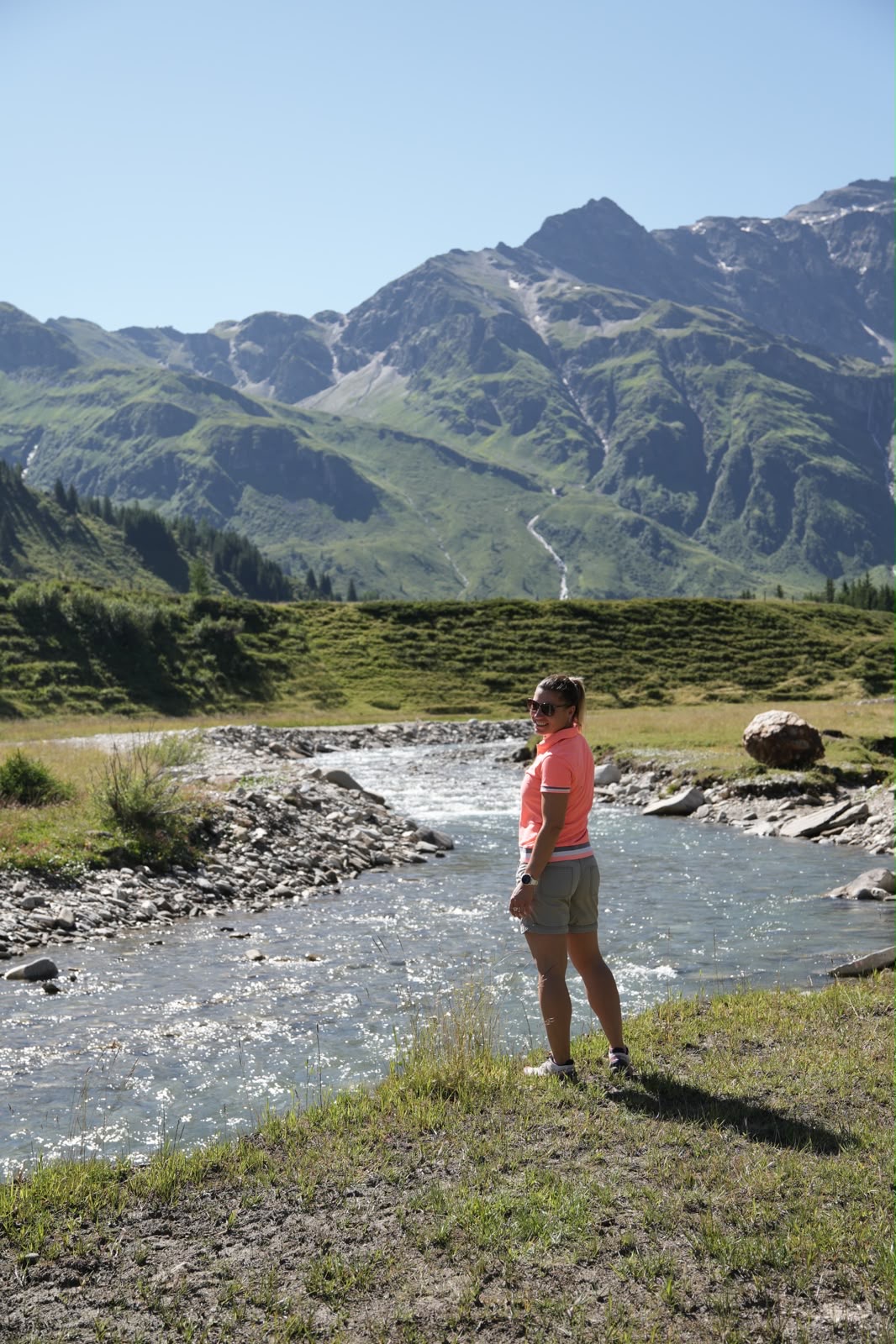 Bine an einem Gebirgsbach in den Alpen